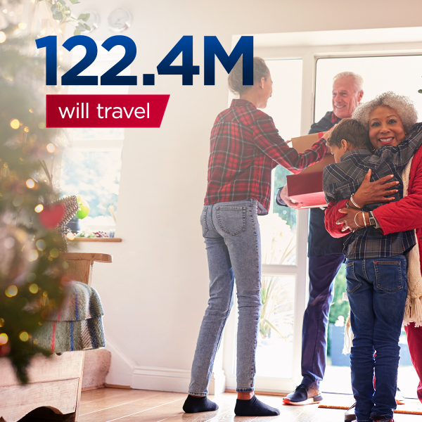 122.4 million Americans are projected to leave town over Christmas, New Year's Day