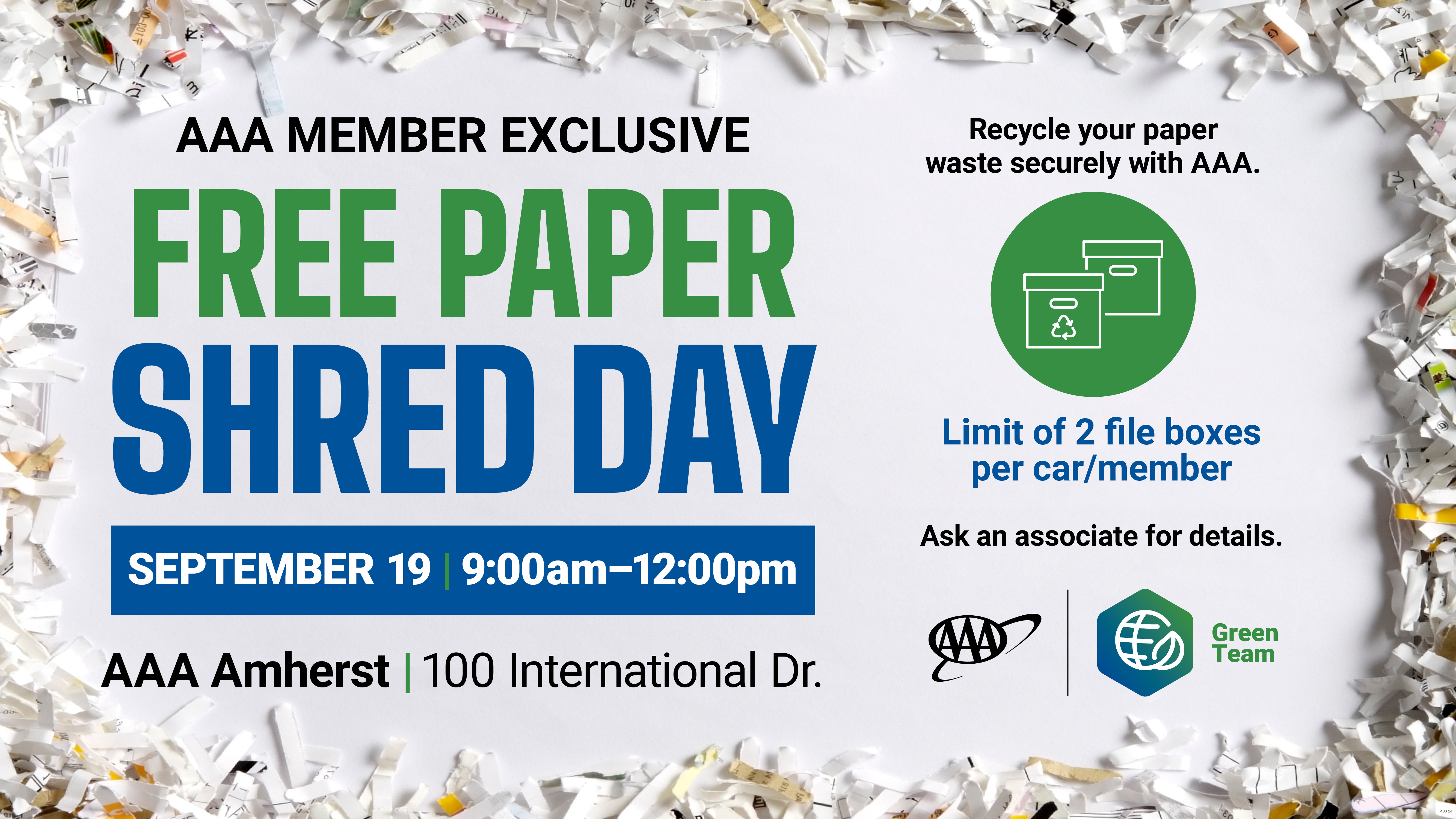 image flyer for free paper shred day amherst