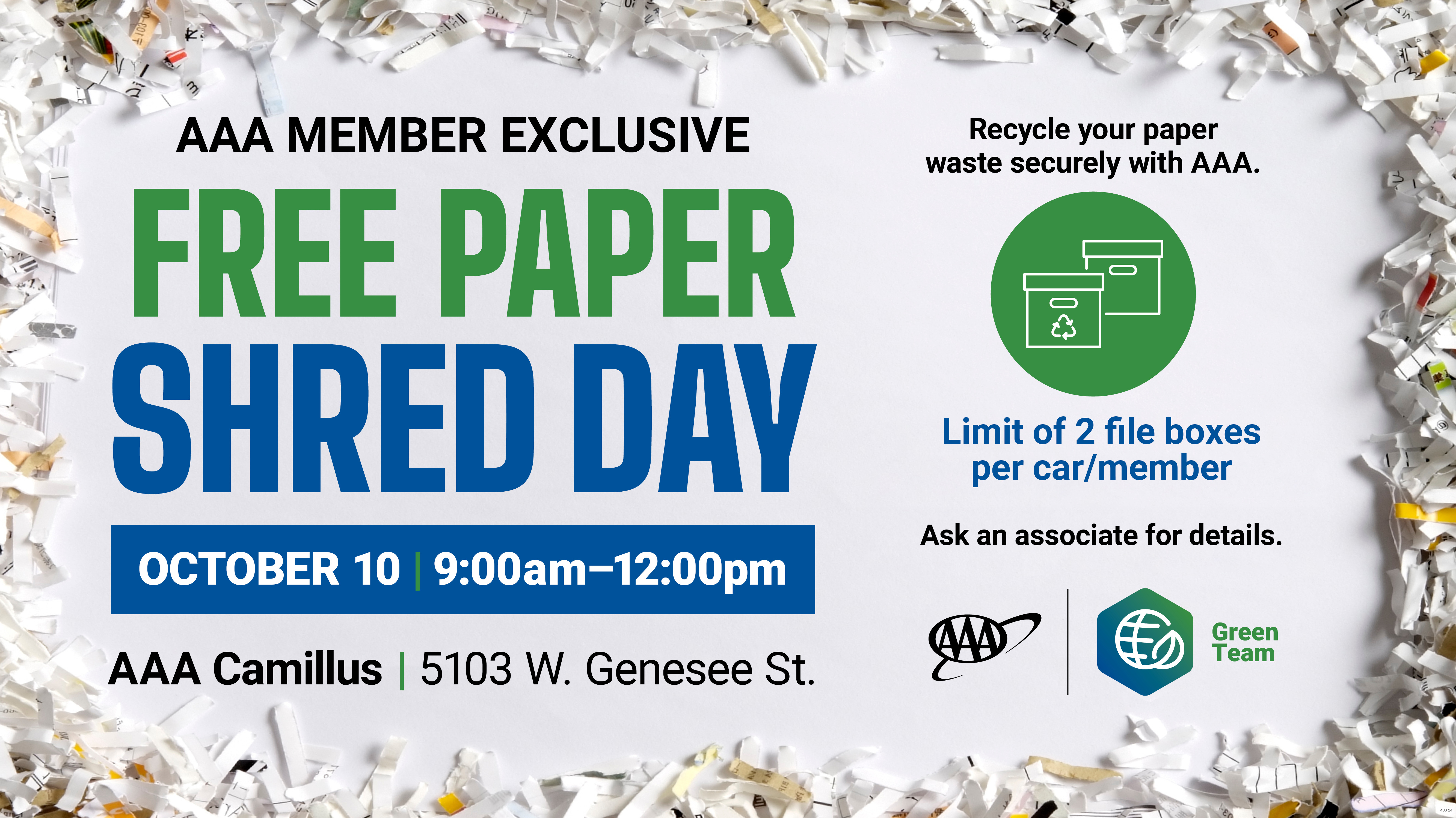 digital flyer for free paper shred day event
